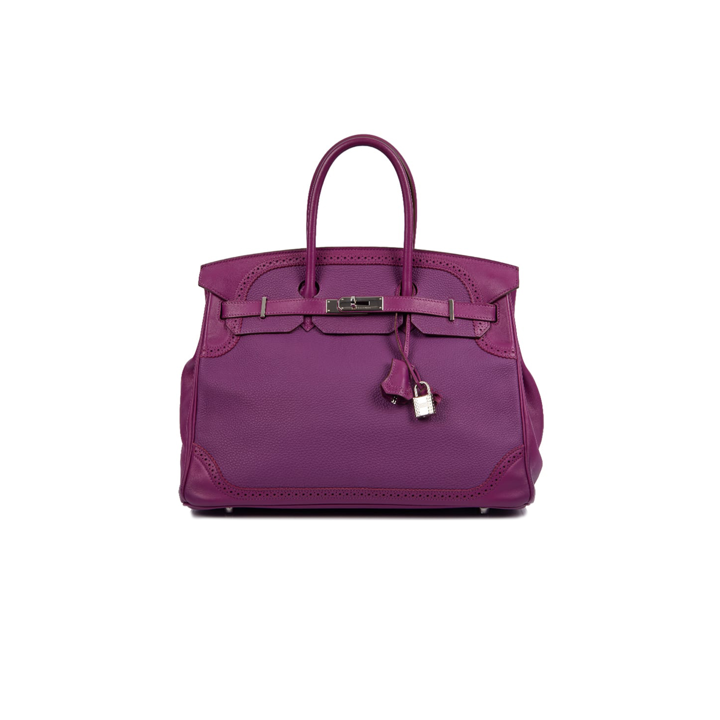 HERMÈS BIRKIN 35 SWIFT AND TOGO LACE SERIES ANEMONE PURPLE SILVER BUCKLE H082650CK06 (35*28*18cm)